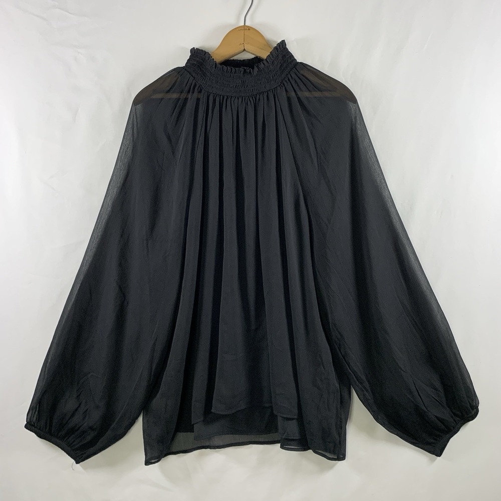 Whimsigoth Womens Goth Romantic Sheer Chiffon Balloon Sleeve Size XXL Witchy